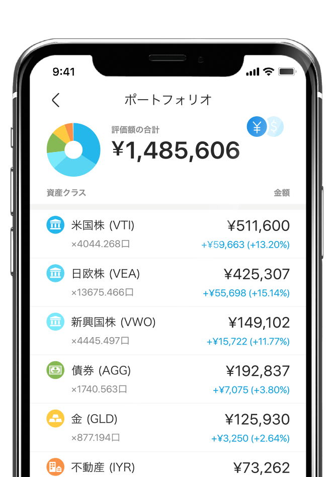 WealthNaviスマホアプリ スマホ画面