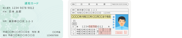 マイナンバー確認書類＋運転免許証