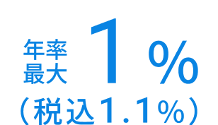 年率最大1%(税込1.1%)