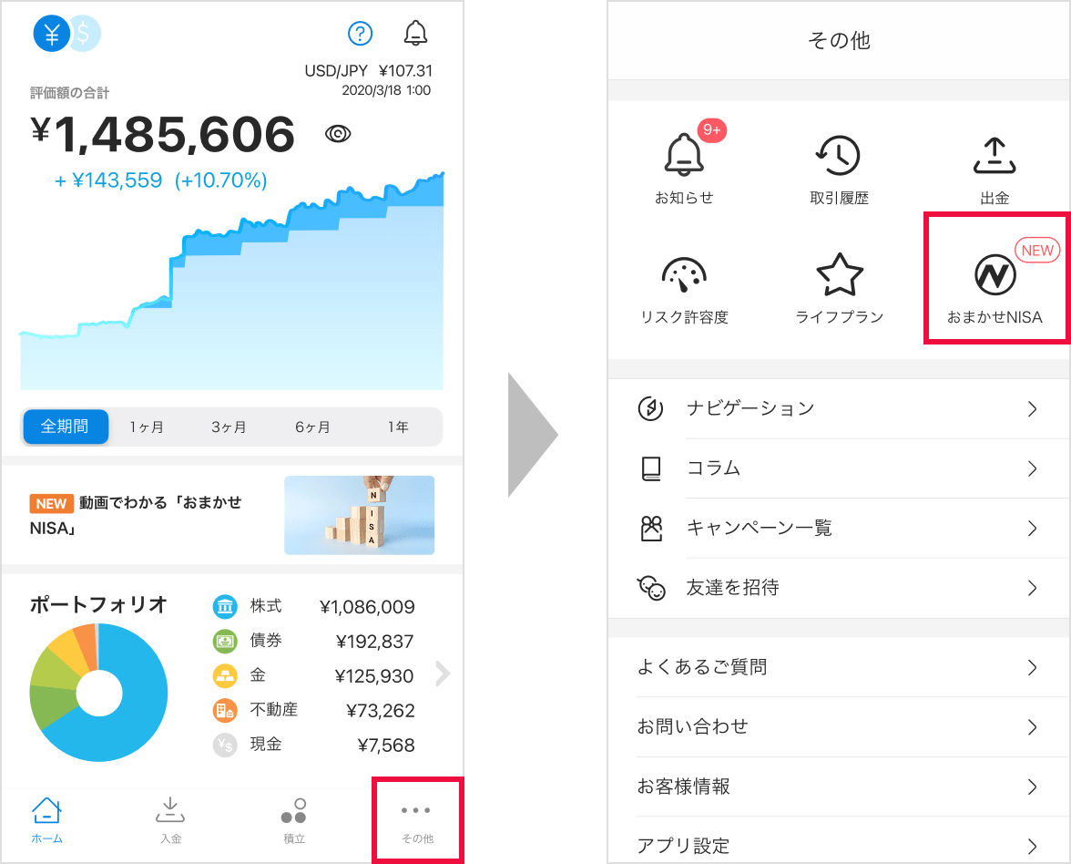 おまかせNISAの「つみたて投資枠への買い直し」|ウェルスナビ おまかせNISAの「つみたて投資枠への買い直し」|ウェルスナビ