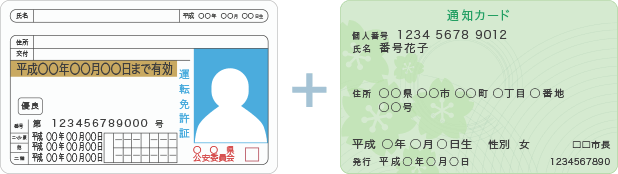 「運転免許証」+「通知カード」