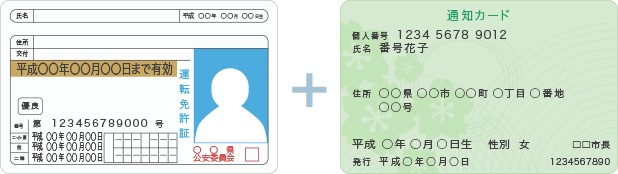 「運転免許証」＋「通知カード」