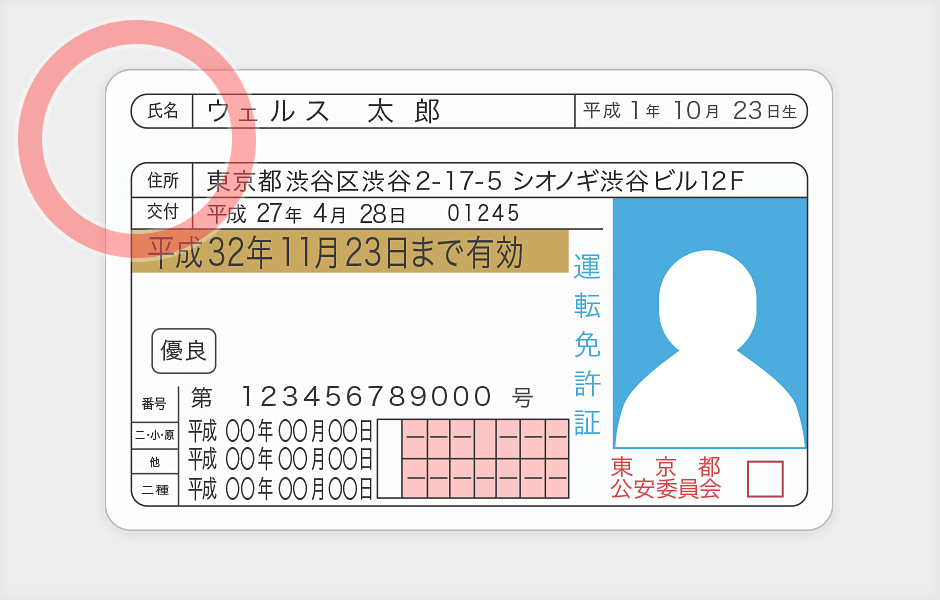 良い例：運転免許証表面