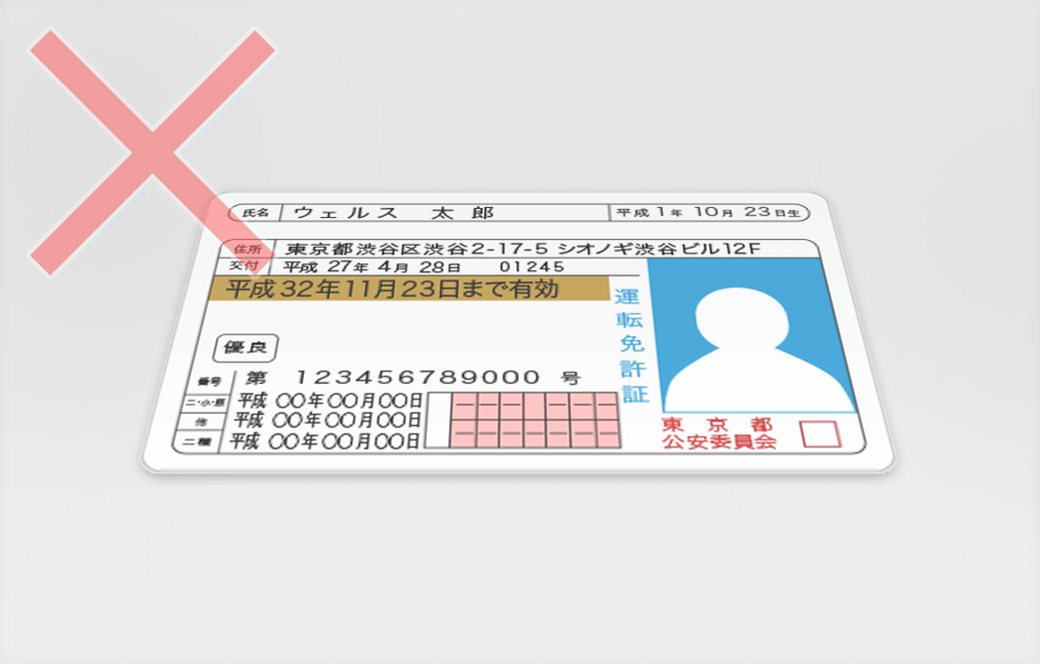 悪い例:斜めに撮影している