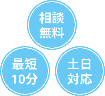 最短10分 相談無料 土日対応